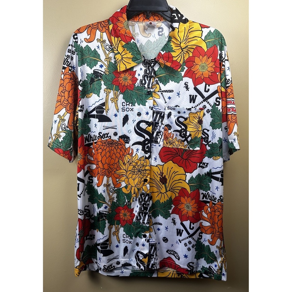 CHICAGO WHITE SOX HAWAIIAN Floral Button Down Shirt By Destroyer Rocks‎ Size M
